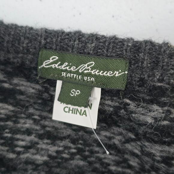 Eddie Bauer Women’s Wool Blend Fair Isle Cardigan Sweater Gray SP 6916 - Picture 5 of 8